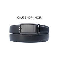 Ceinture automatique boucle crémaillère sans trous en croute de cuir de vachette 3.5 cm - 4