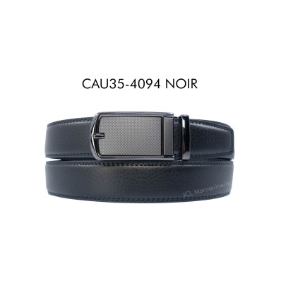 Ceinture automatique boucle crémaillère sans trous en croute de cuir de vachette 3.5 cm - 4