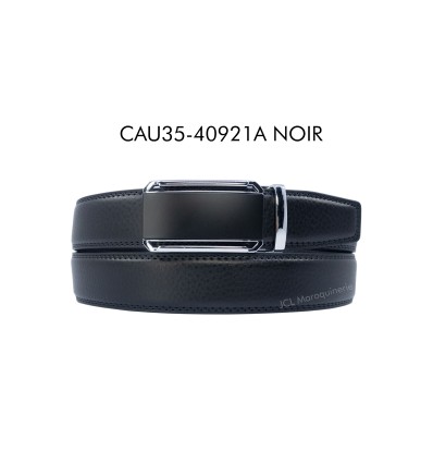 Ceinture automatique boucle crémaillère sans trous en croute de cuir de vachette 3.5 cm - 4