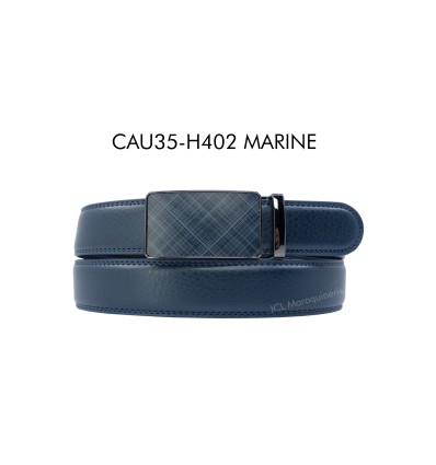 Ceinture automatique boucle crémaillère sans trous en croute de cuir de vachette 3.5 cm - 6