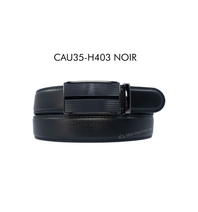Ceinture automatique boucle crémaillère sans trous en croute de cuir de vachette 3.5 cm - 3