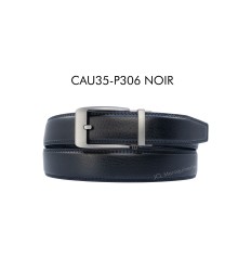 Ceinture automatique boucle crémaillère sans trous en croute de cuir de vachette 3.5 cm - 3