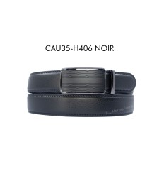 Ceinture automatique boucle crémaillère sans trous en croute de cuir de vachette 3.5 cm - 3