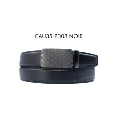 Ceinture automatique boucle crémaillère sans trous en croute de cuir de vachette 3.5 cm - 4
