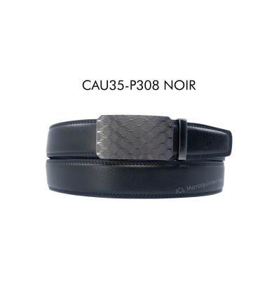 Ceinture automatique boucle crémaillère sans trous en croute de cuir de vachette 3.5 cm - 4