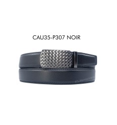 Ceinture automatique boucle crémaillère sans trous en croute de cuir de vachette 3.5 cm - 4