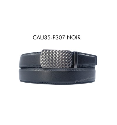 Ceinture automatique boucle crémaillère sans trous en croute de cuir de vachette 3.5 cm - 4