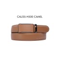 Ceinture automatique boucle crémaillère sans trous en croute de cuir de vachette 3.5 cm