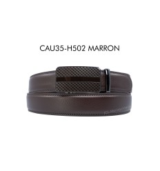 Ceinture automatique boucle crémaillère sans trous en croute de cuir de vachette 3.5 cm - 3