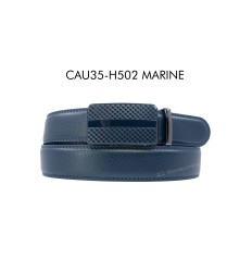 Ceinture automatique boucle crémaillère sans trous en croute de cuir de vachette 3.5 cm - 5