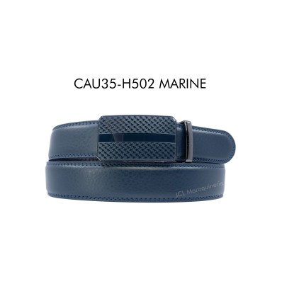 Ceinture automatique boucle crémaillère sans trous en croute de cuir de vachette 3.5 cm - 5