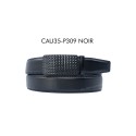 Ceinture automatique boucle crémaillère sans trous en croute de cuir de vachette 3.5 cm