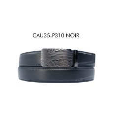 Ceinture automatique boucle crémaillère sans trous en croute de cuir de vachette 3.5 cm - 4