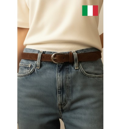 Ceinture femme en cuir de daim 2,5 cm de large Fabriqué en Italie - 2