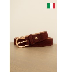 Ceinture femme en cuir daim avec boucle dorée Fabriqué en Italie - 2
