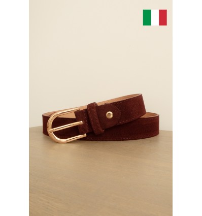 Ceinture femme en cuir daim avec boucle dorée Fabriqué en Italie - 2
