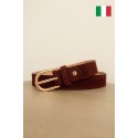 Ceinture femme en cuir daim avec boucle dorée Fabriqué en Italie