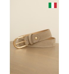Ceinture femme en cuir daim avec boucle dorée Fabriqué en Italie - 1