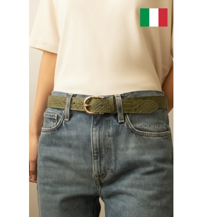 Ceinture femme en cuir impression lézard Fabriqué en Italie - 2