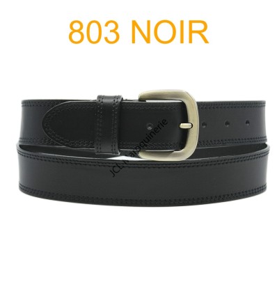 Ceinture en cuir de vachette fabrication francaise 803 noir