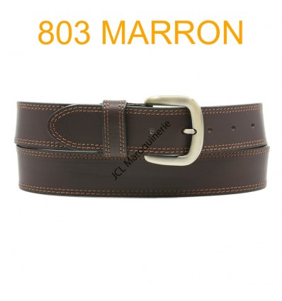 Ceinture en cuir de vachette fabrication francaise 803 Marron