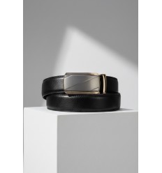 Ceinture automatique boucle crémaillère sans trous en croute de cuir de vachette 3.5 cm - 4