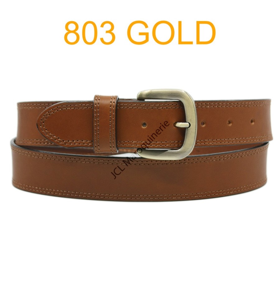 Ceinture en cuir de vachette fabrication francaise 803 Camel