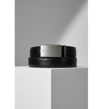 Ceinture automatique boucle crémaillère sans trous en croute de cuir de vachette 3.5 cm - 5