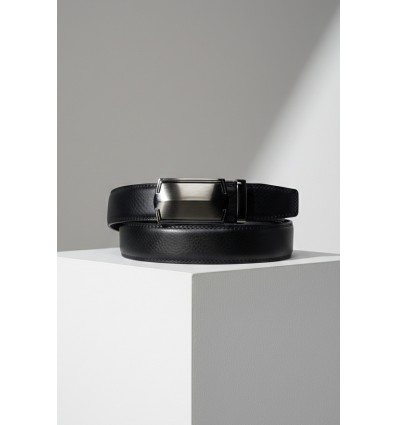 Ceinture automatique boucle crémaillère sans trous en croute de cuir de vachette 3.5 cm - 4