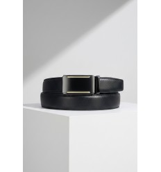 Ceinture automatique boucle crémaillère sans trous en croute de cuir de vachette 3.5 cm - 5