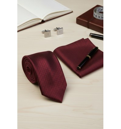 Cravate en polyester motif avec mouchoir - 2