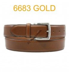 Ceinture en cuir de vachette fabrication francaise 6683 Camel