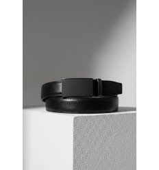 Ceinture automatique boucle crémaillère sans trous en croute de cuir de vachette 3 cm - 5