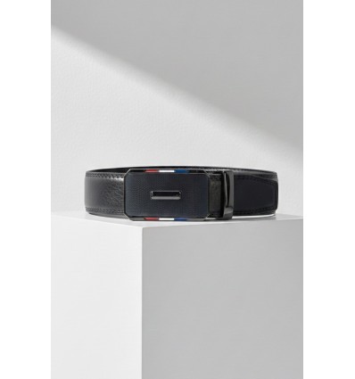 Ceinture automatique boucle crémaillère sans trous en croute de cuir de vachette 3 cm - 5