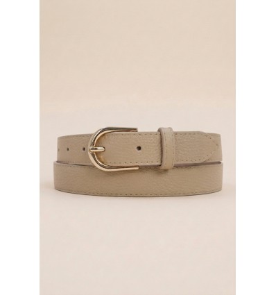 Ceinture femme bouclé dorée en cuir grainé 3 cm de large - 1