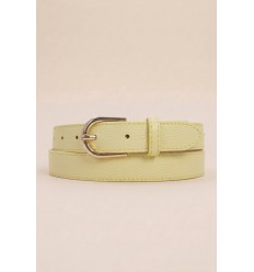 Ceinture femme bouclé dorée en cuir grainé 3 cm de large - 1