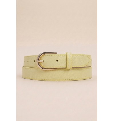Ceinture femme bouclé dorée en cuir grainé 3 cm de large - 1