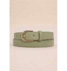 Ceinture femme bouclé dorée en cuir grainé 3 cm de large - 1
