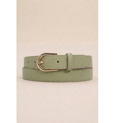 Ceinture femme bouclé dorée en cuir grainé 3 cm de large - 1