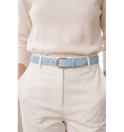Ceinture femme bouclé dorée en cuir grainé 3 cm de large - 2