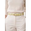 Ceinture femme bouclé dorée en cuir grainé 3 cm de large - 2